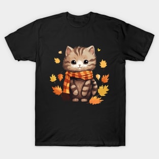 Cat Mom Fall Vibes Autumn Kitten Art Women, Kids T-Shirt